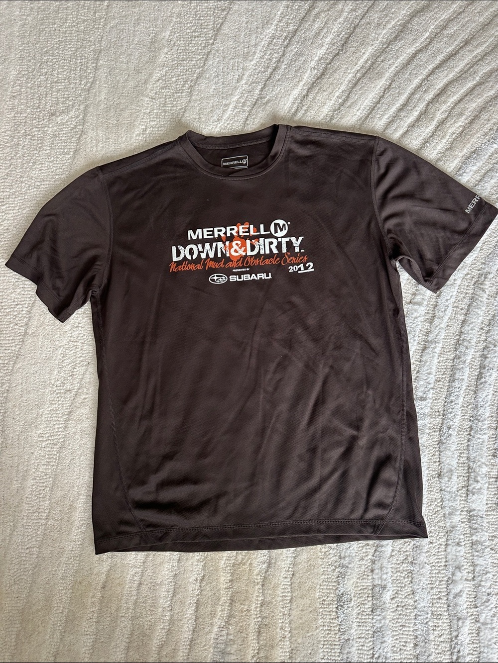 Merrell Down & Dirty Mud Run Series 2012 Brown Opti Wick Jersey Shirt